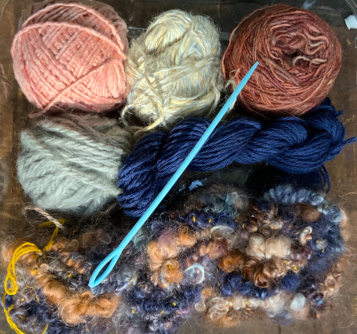 OOAK Blue Tone Art Yarn Kit 8 oz